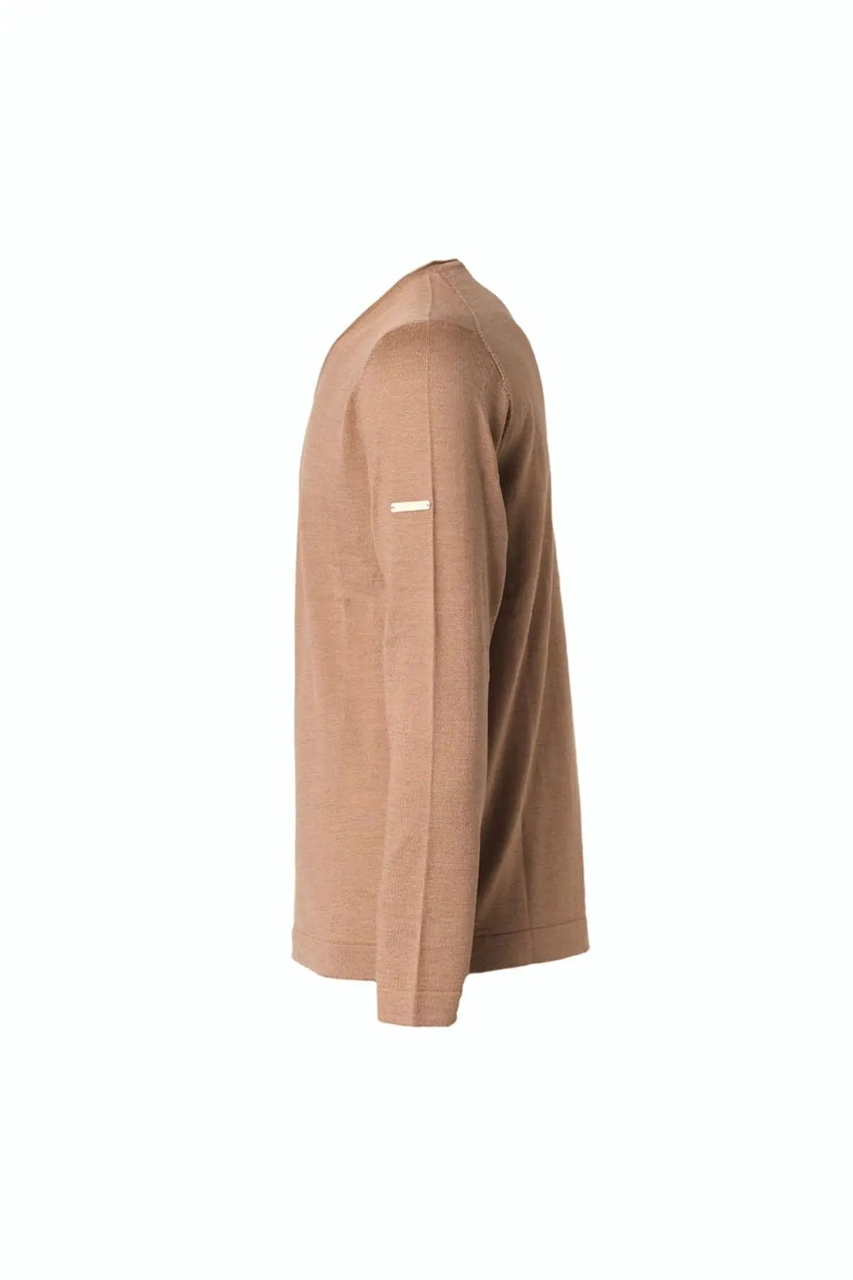 Camel pekli Quentin V Yaka Uzun Kollu Erkek Triko Silk and Cashmere