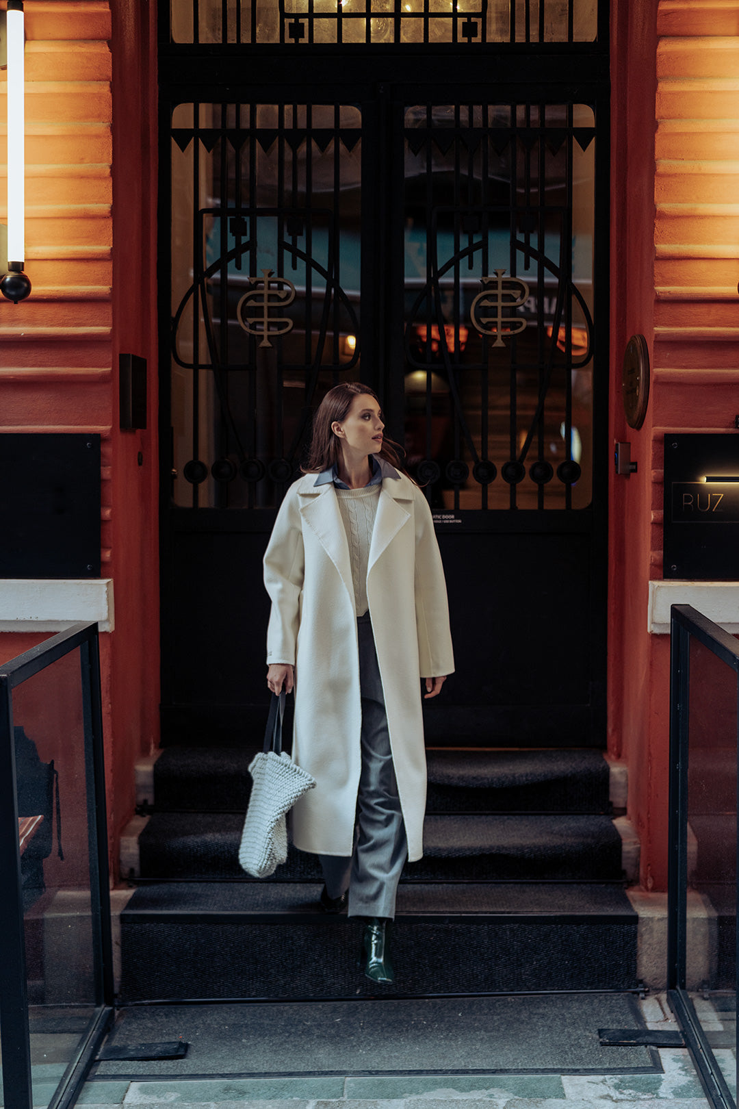 Beyaz Kaşmirli Meghan Palto