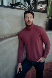 Gül Kurusu Saf Kaşmir Balıkçı Yaka Uzun Kollu Erkek Kazak