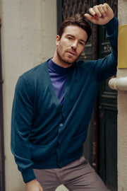 Tavuskuşu Saf Kaşmir Arma V Yaka Uzun Kollu Erkek Hırka