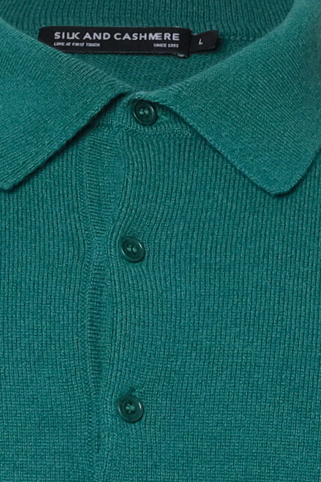 Yeşil Saf Kaşmir Polo Yaka Uzun Kollu Erkek Kazak