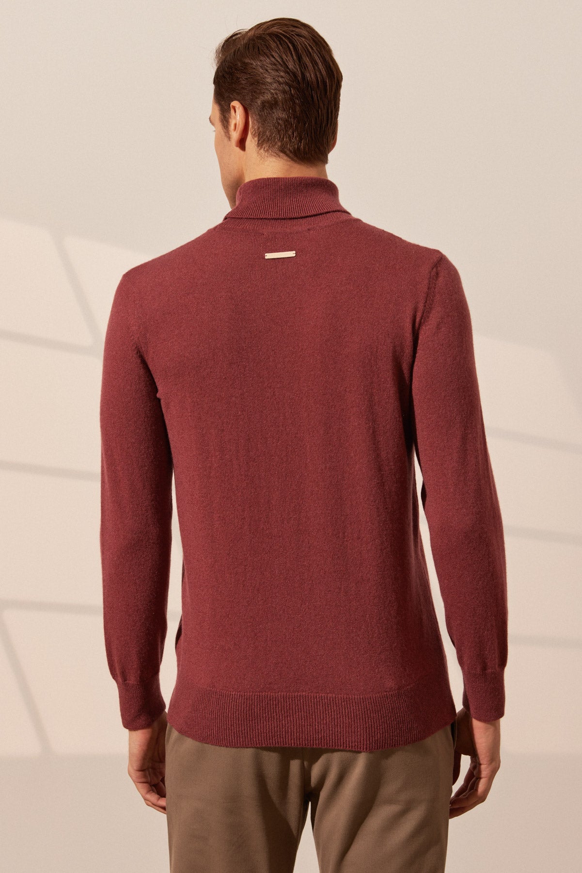 Gül Kurusu Saf Kaşmir Balıkçı Yaka Uzun Kollu Erkek Kazak