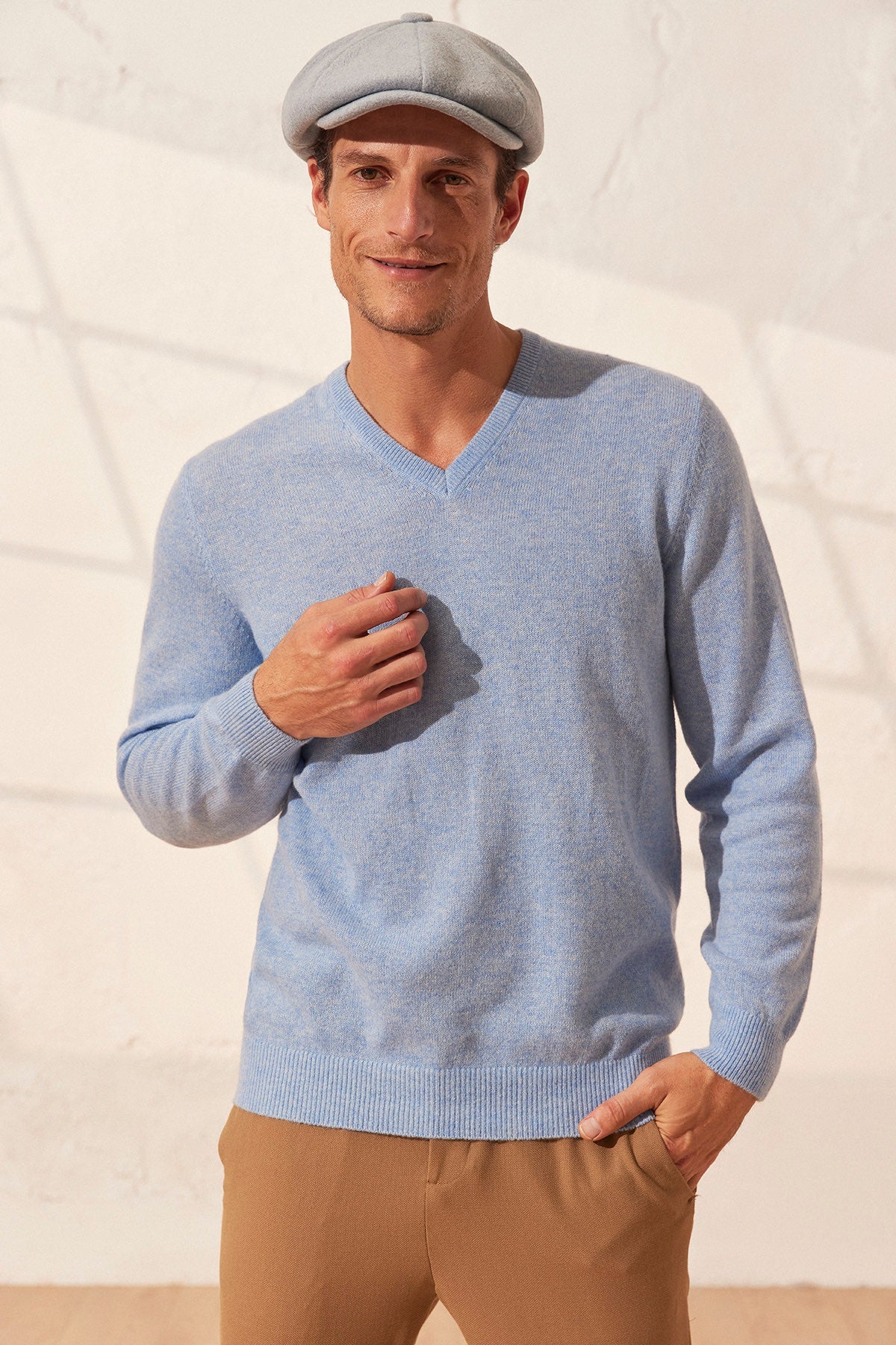 Mavi Vincent Saf Kaşmir V Yaka Uzun Kollu Erkek Kazak