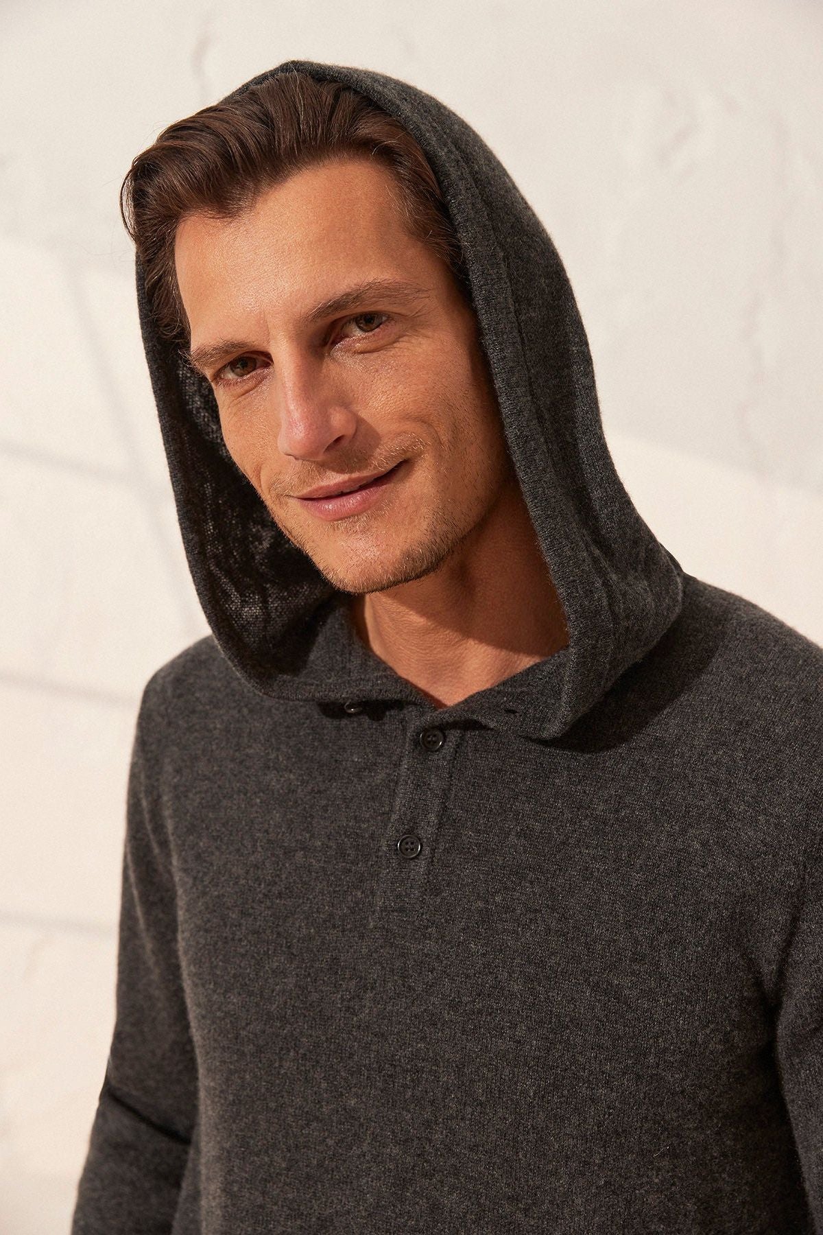 Antrasit Saf Kaşmir Oliver Erkek Kazak