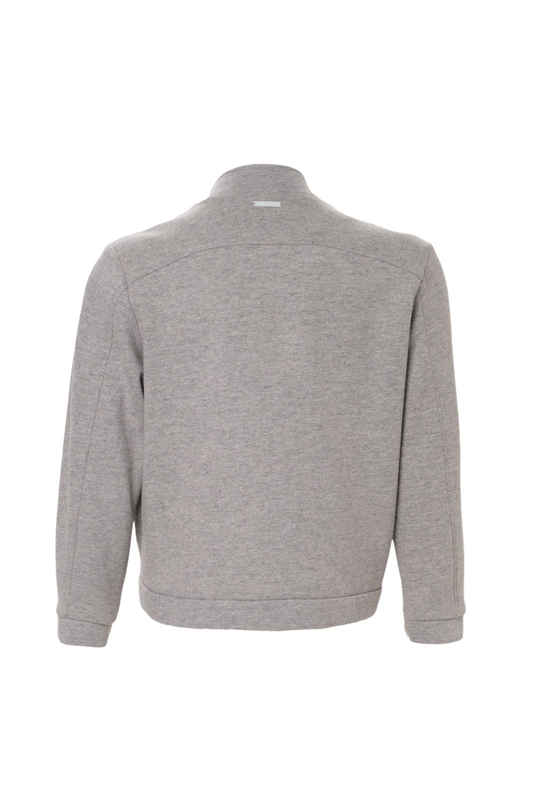 Açık Gri Tricennial  Merino Yünü İpek Hakim Yaka Uzun Kollu Örgü Erkek Hırka Mont