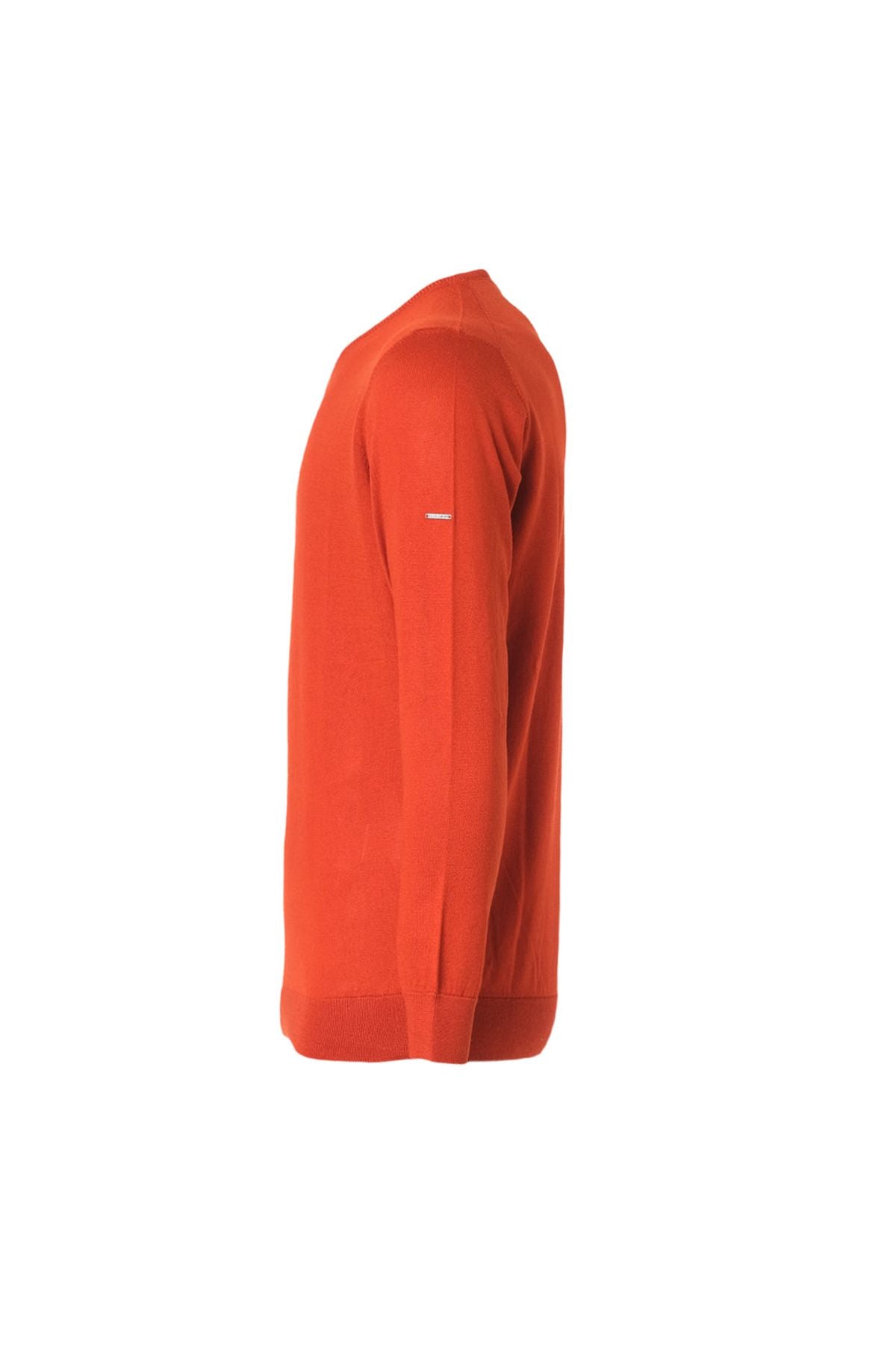 Kiremit İpek ve Kaşmir V Yaka Uzun Kollu Utku Erkek Triko