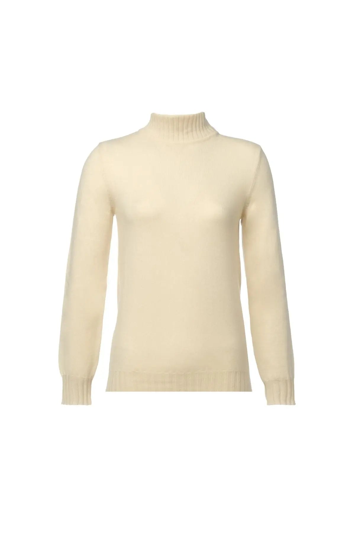 Ekru Ava Saf Kaşmir Balıkçı Yaka Uzun Kollu Kadın Kazak Silk and Cashmere