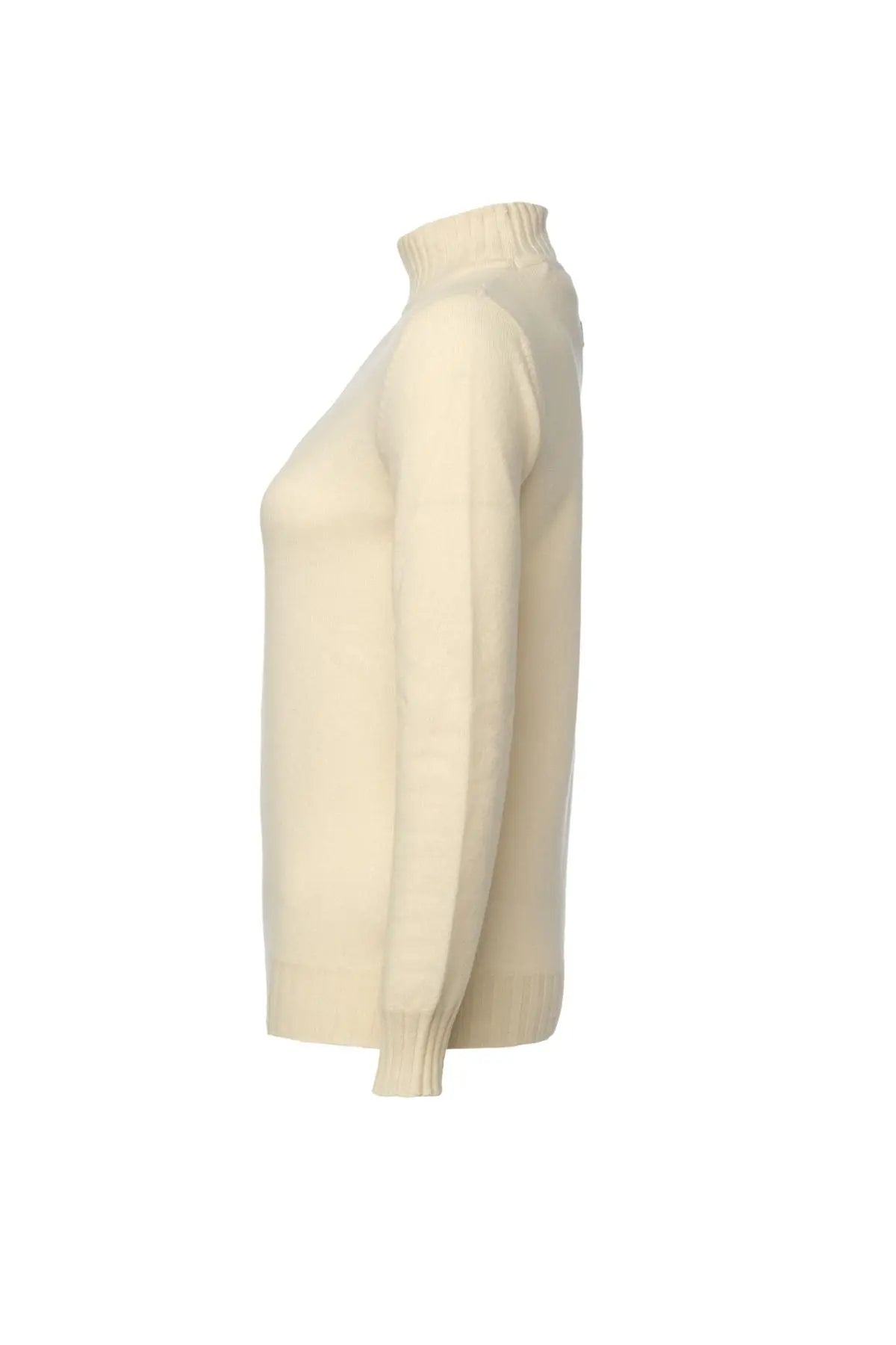 Ekru Ava Saf Kaşmir Balıkçı Yaka Uzun Kollu Kadın Kazak Silk and Cashmere