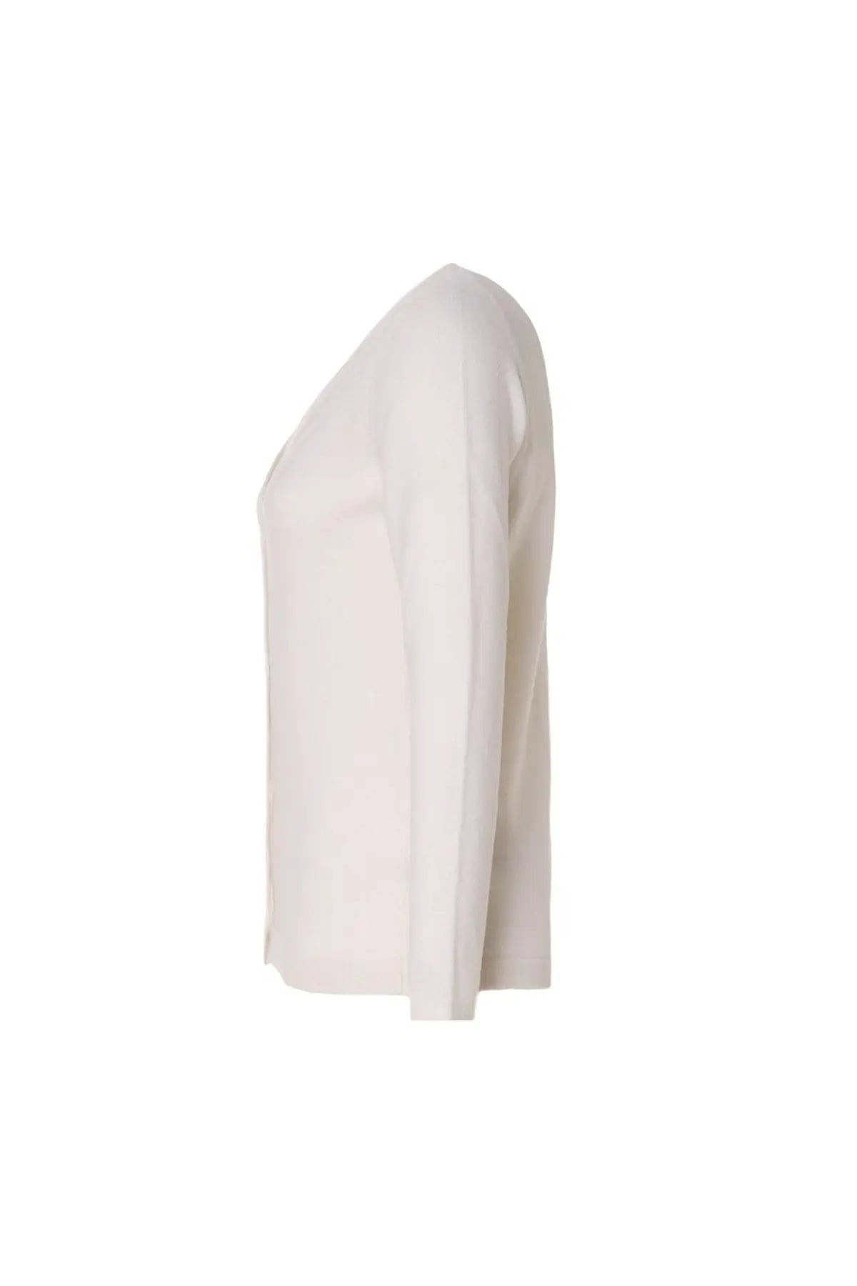 Ekru Bar Basic Saf Kaşmir V Yaka Kadın Hırka Silk and Cashmere