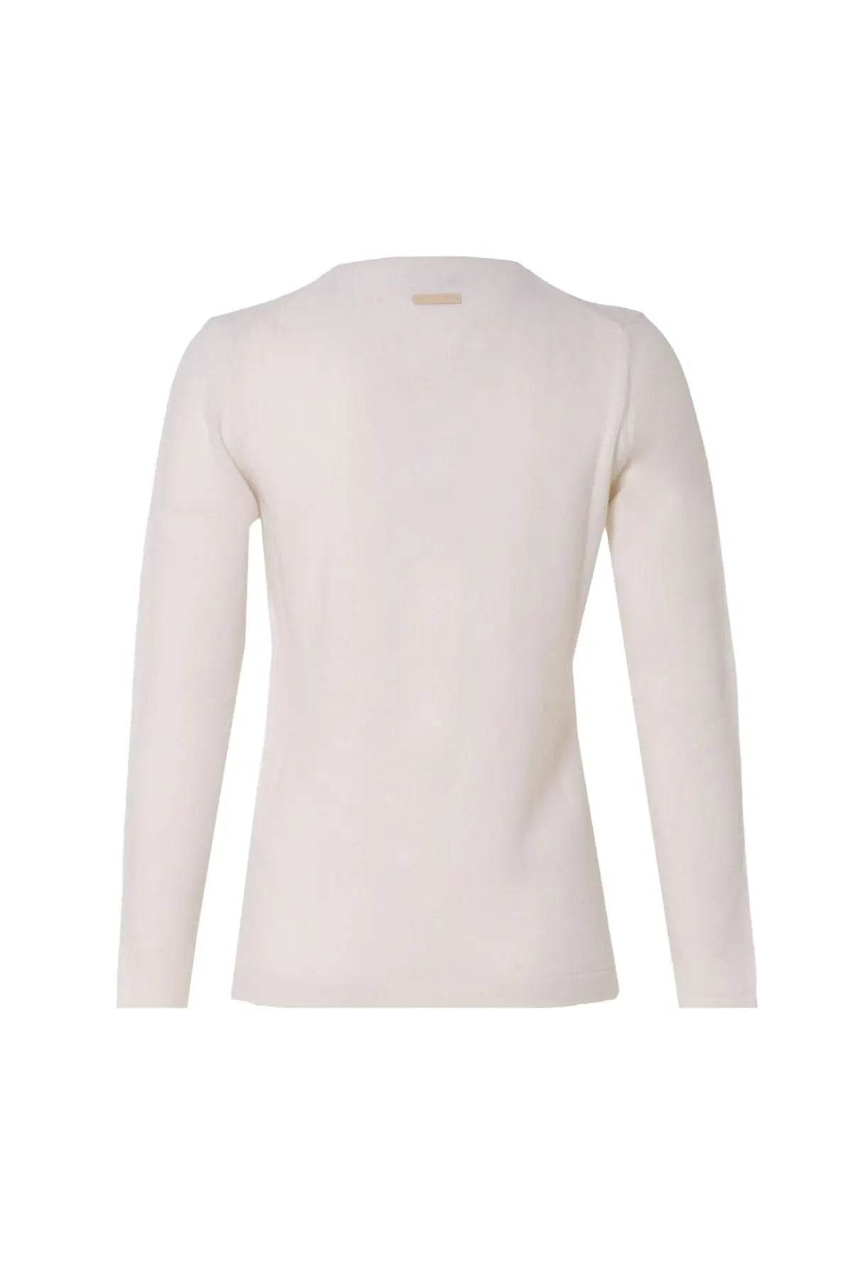 Ekru Bar Basic Saf Kaşmir V Yaka Kadın Hırka Silk and Cashmere