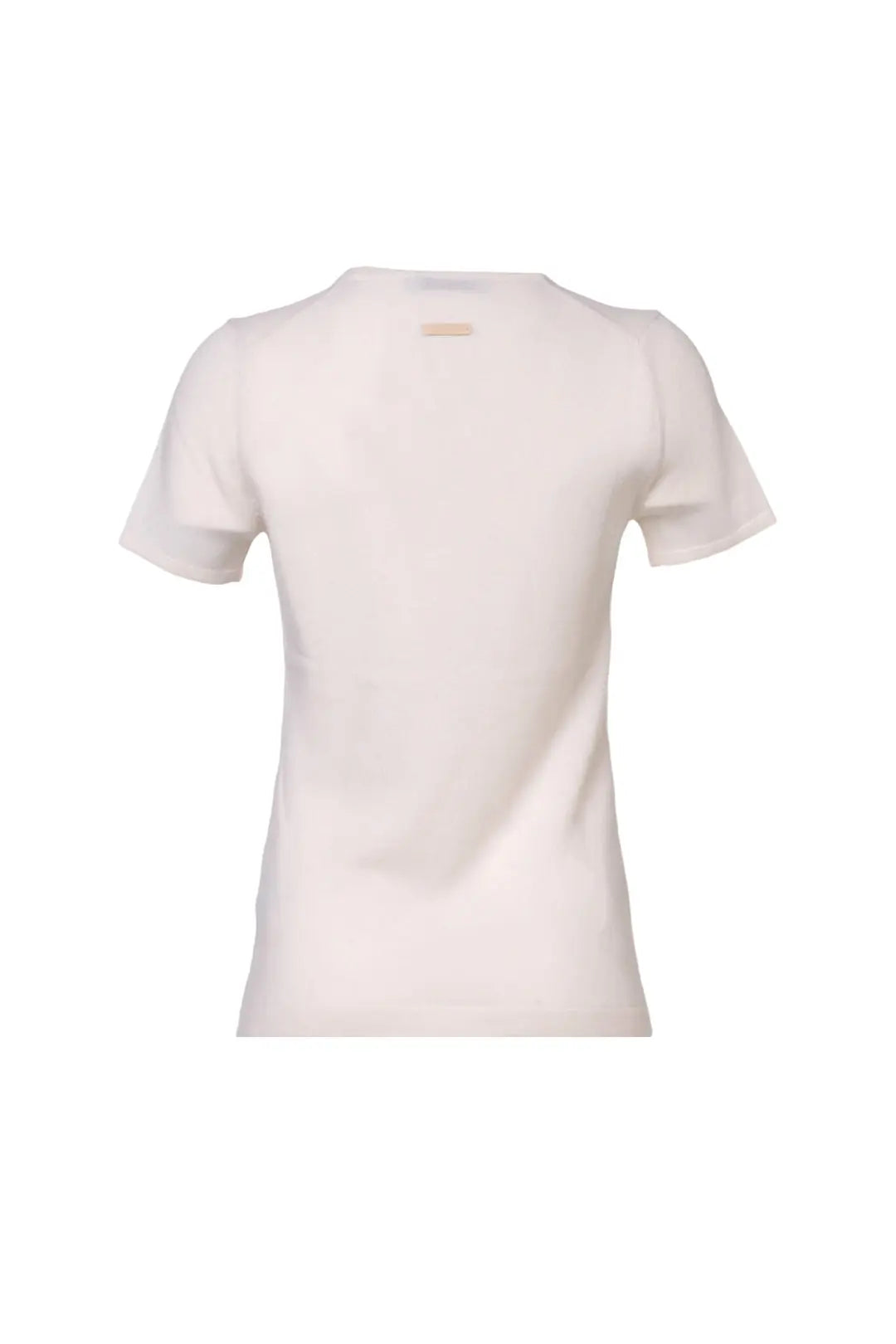 Ekru Basic Saf Kaşmir Yuvarlak Yaka Kısa Kollu Kadın Kazak Silk and Cashmere