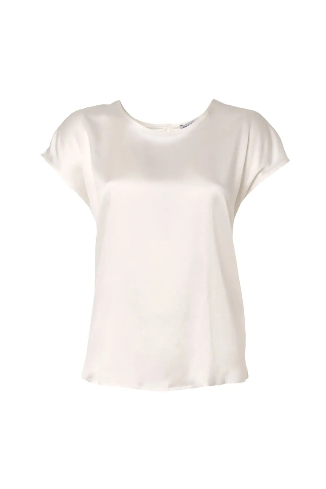 Ekru İpek Karışımlı Monica Yuvarlak Yaka Kısa Kollu Bluz Silk and Cashmere