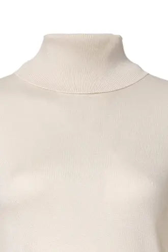 Ekru İpek ve Kaşmir Aleyna Balıkçı Yaka Uzun Kollu Kadın Triko Silk and Cashmere