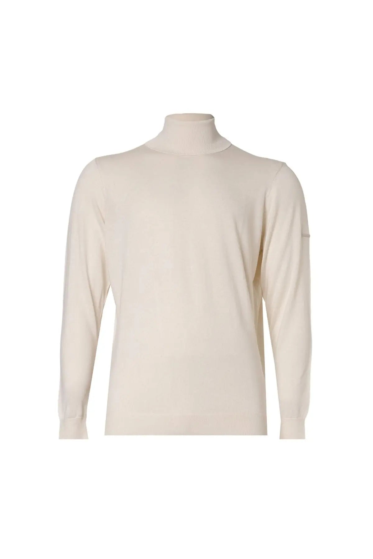 Ekru İpek ve Kaşmir Balıkçı Yaka Uzun Kollu Utku Erkek Triko Silk and Cashmere