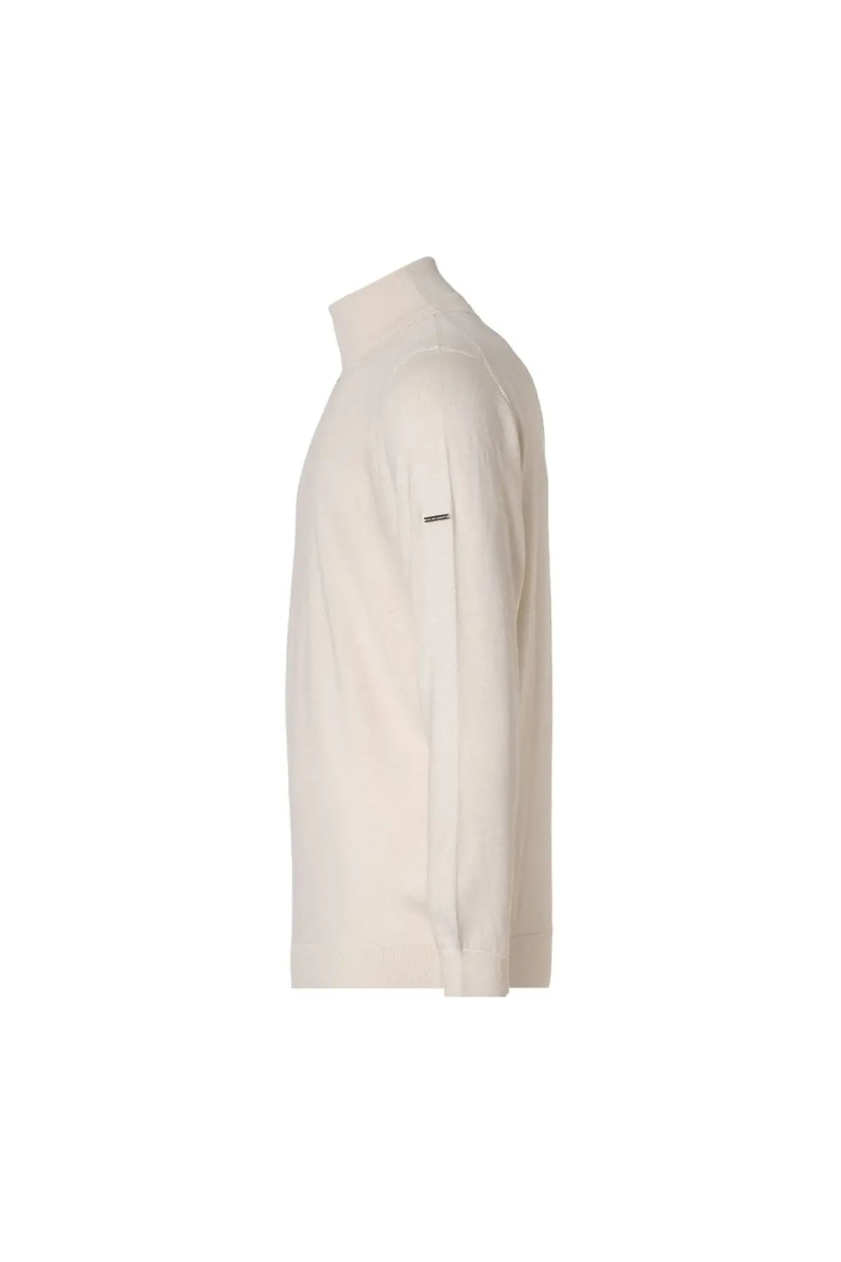 Ekru İpek ve Kaşmir Balıkçı Yaka Uzun Kollu Utku Erkek Triko Silk and Cashmere