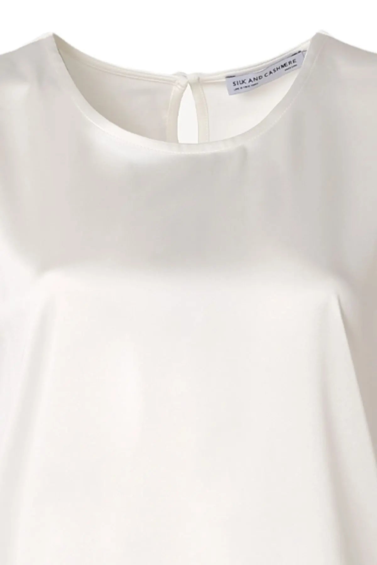 Ekru İpekli Monica Yuvarlak Yaka Kısa Kollu Bluz Silk and Cashmere