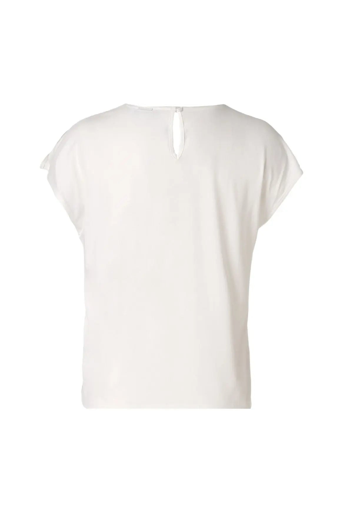 Ekru İpekli Monica Yuvarlak Yaka Kısa Kollu Bluz Silk and Cashmere