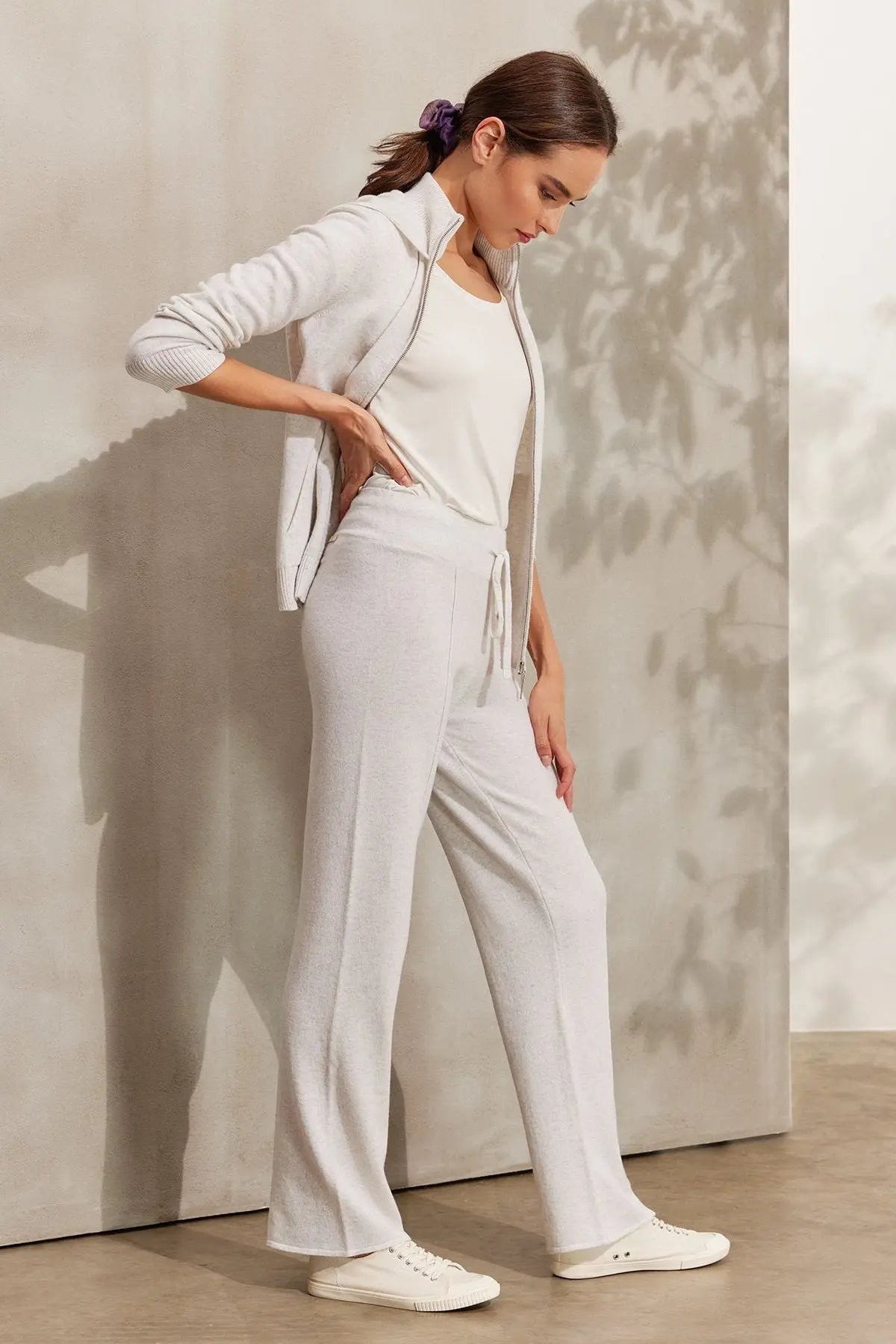 Ekru Kaşmir ve Merino Yünü Karışımlı ReLoved Geri Dönüştürülmüş Kadın Eşofman Altı Silk and Cashmere