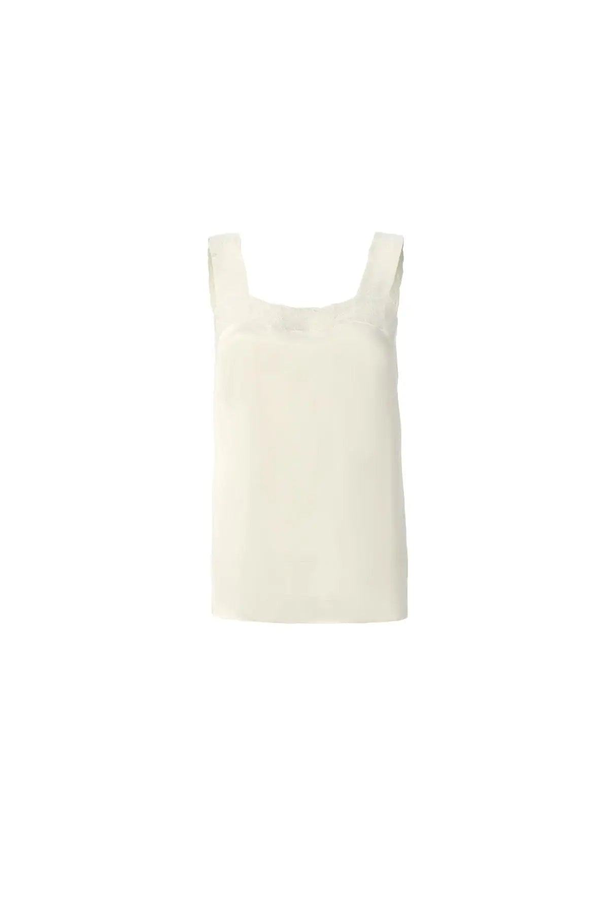 Ekru Lia Krop Kesim Askılı Dantel Detaylı Bluz Silk and Cashmere