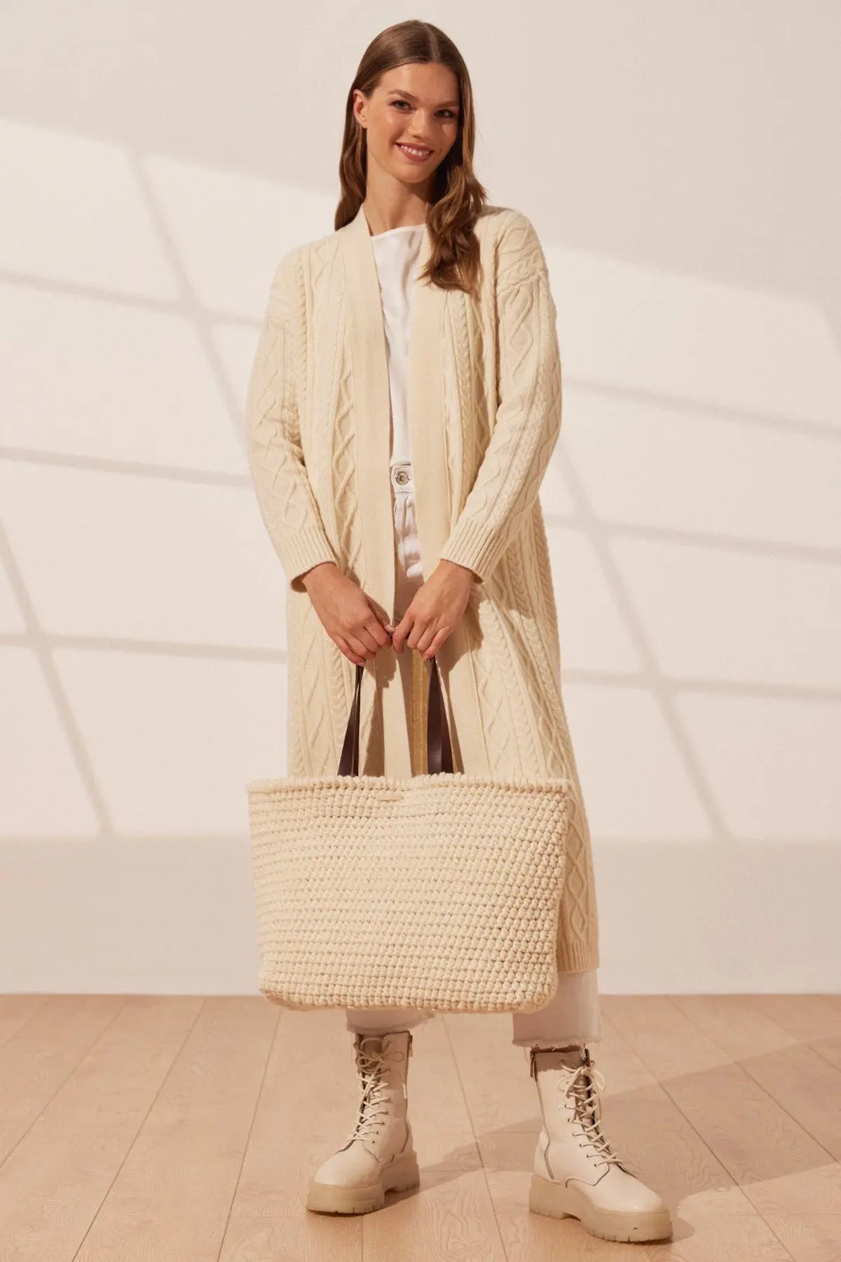 Ekru Nancy Saf Yün Kadn Çanta Silk and Cashmere