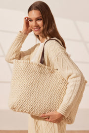 Ekru Nancy Saf Yün Kadn Çanta Silk and Cashmere