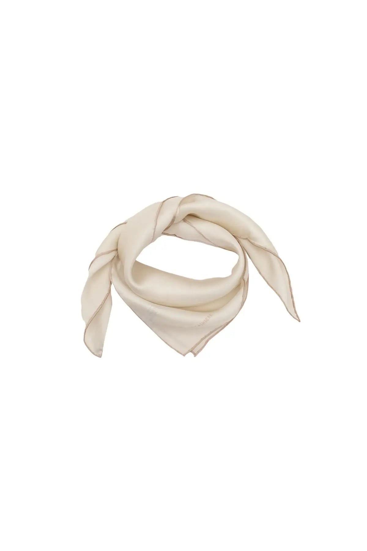 Ekru Saf İpek Düz Renk Kadın Küçük Eşarp 53 x 53 cm Silk and Cashmere