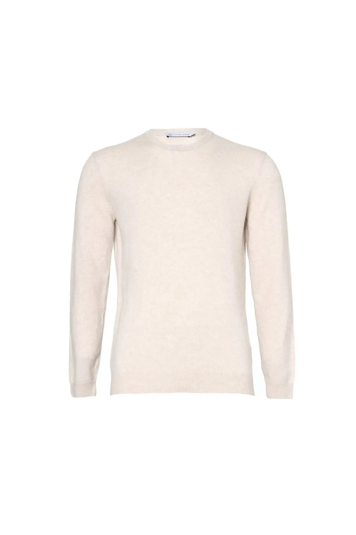 Ekru Saf Kamir Gregory Yuvarlak Yaka Uzun Kollu Erkek Kazak Silk and Cashmere