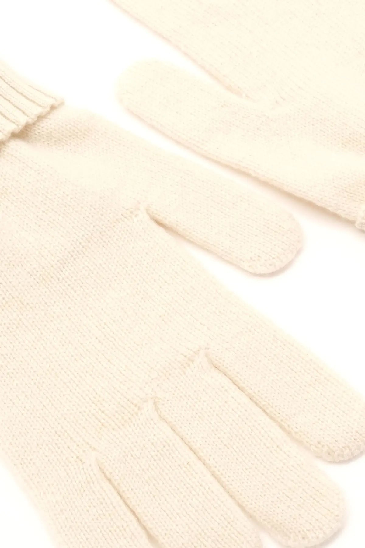 Ekru Saf Kaşmir Classic Ribanalı Erkek Eldiven Silk and Cashmere