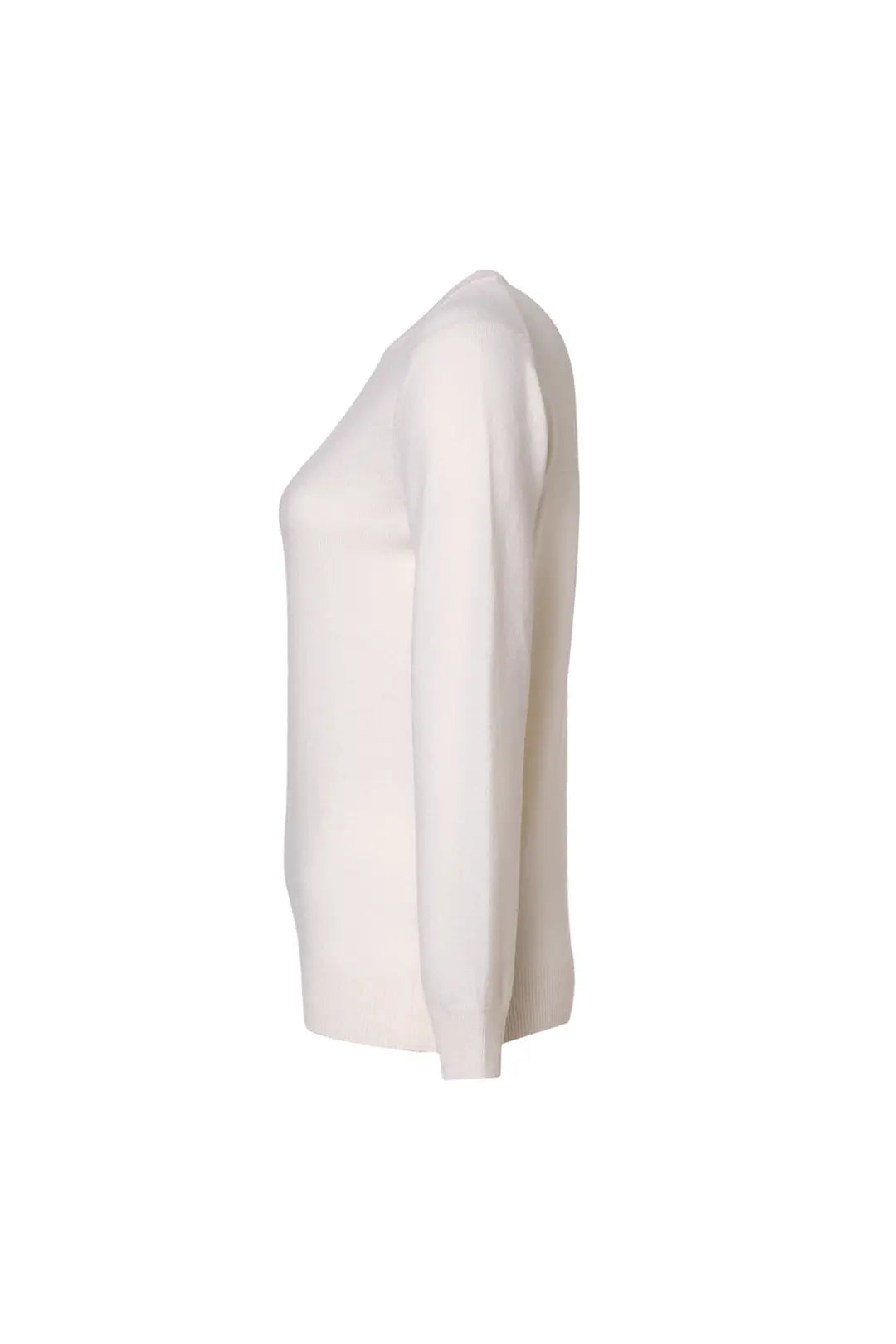 Ekru Saf Kaşmir Veronique Yuvarlak Yaka Uzun Kollu Kadın Kazak Silk and Cashmere