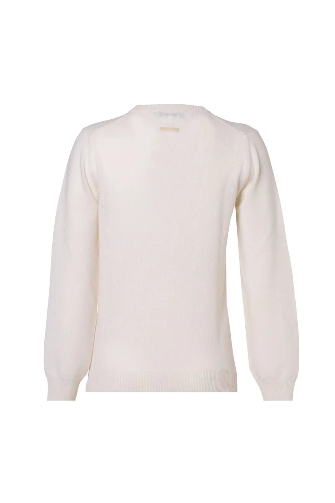 Ekru Saf Kaşmir Veronique Yuvarlak Yaka Uzun Kollu Kadın Kazak Silk and Cashmere