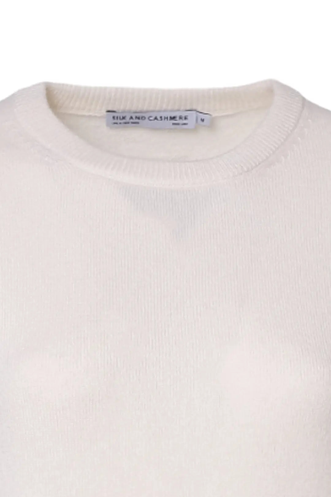 Ekru Saf Kaşmir Veronique Yuvarlak Yaka Uzun Kollu Kadın Kazak Silk and Cashmere