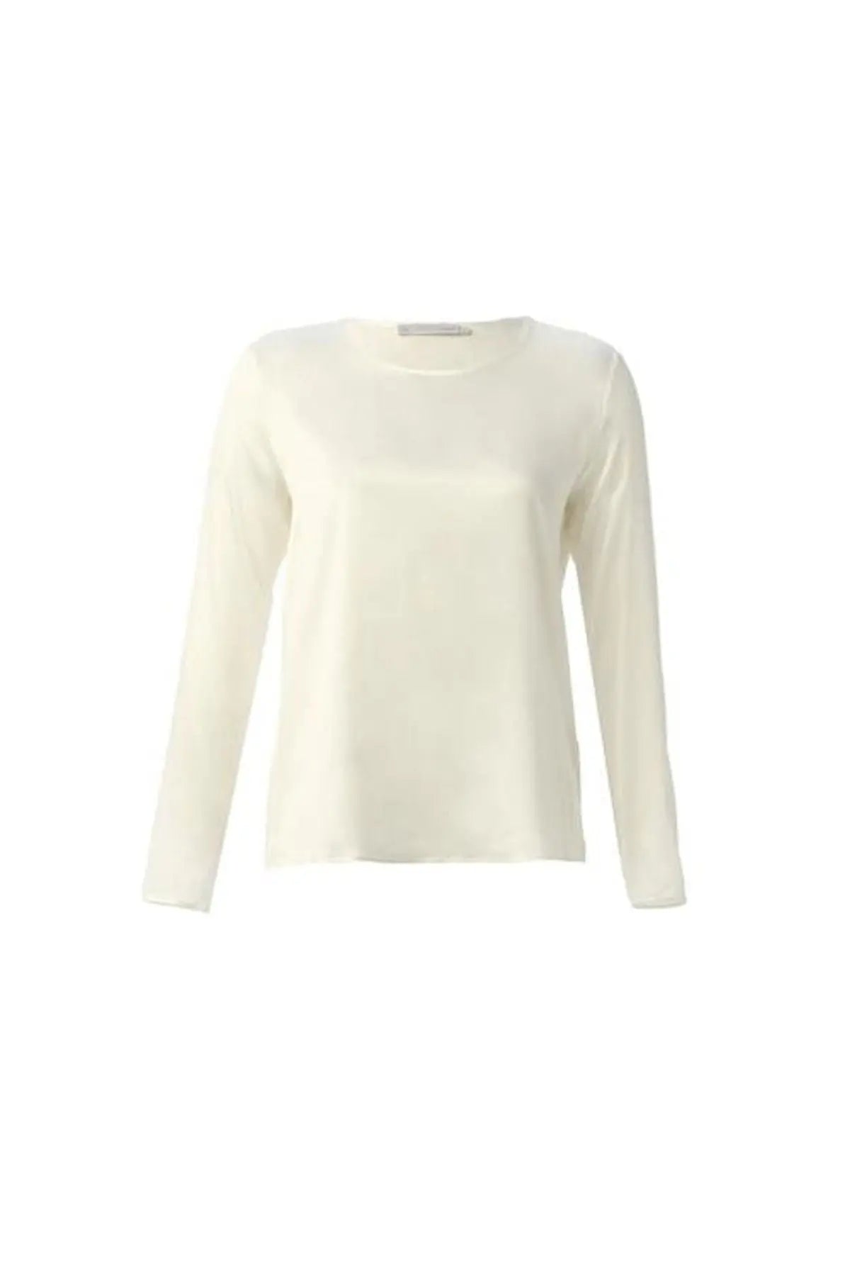 Ekru pekli Monica Yuvarlak Yaka Uzun Kol Bluz Silk and Cashmere