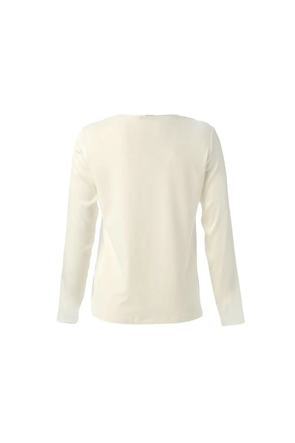 Ekru pekli Monica Yuvarlak Yaka Uzun Kol Bluz Silk and Cashmere