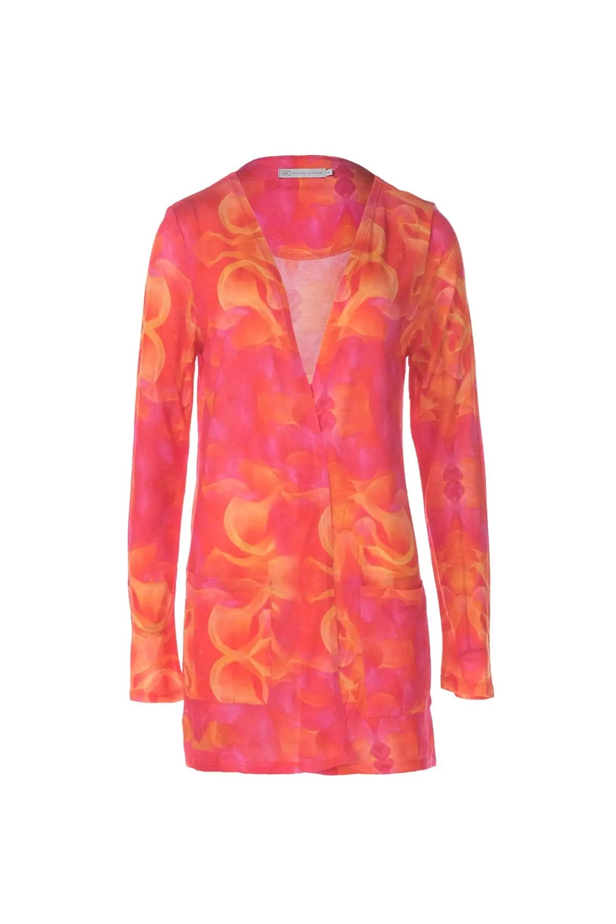 Fuşya İpek Karışımlı Desenli Sirena Penye Hırka Silk and Cashmere