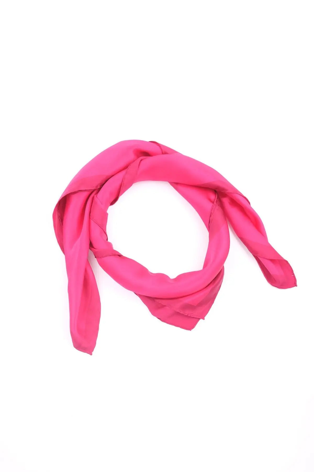 Fuşya Saf İpek Düz Renk Kare Eşarp 90 x 90 cm Silk and Cashmere