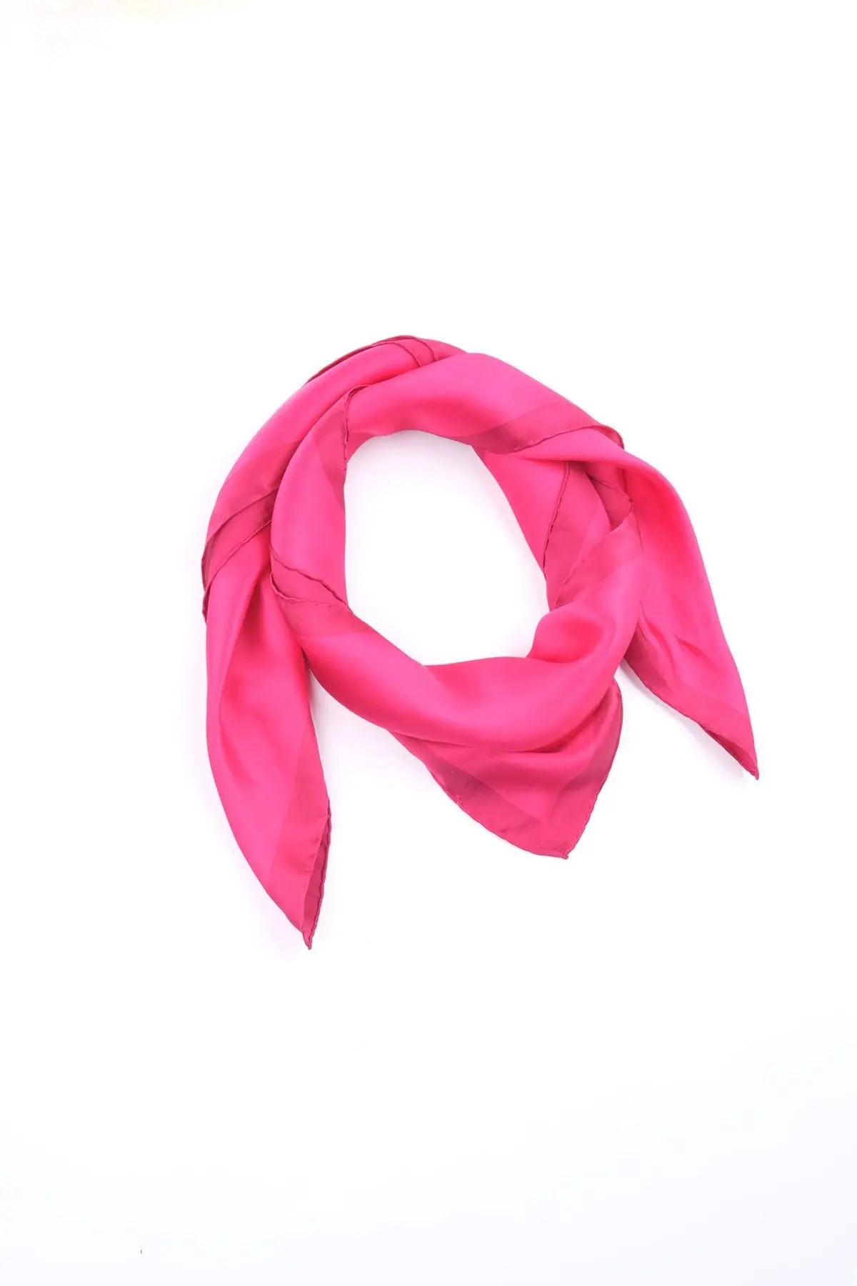 Fuşya Saf İpek Düz Renk Kare Eşarp 90 x 90 cm Silk and Cashmere