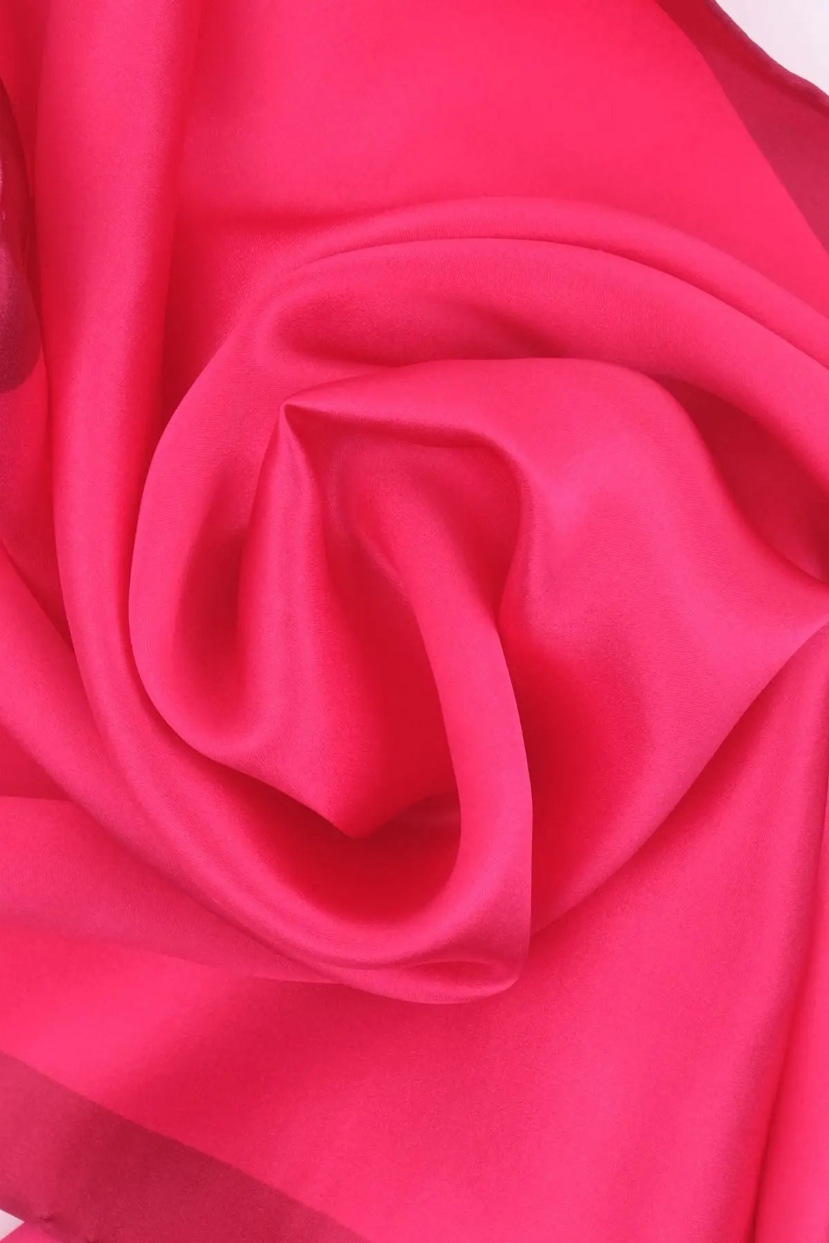 Fuşya Saf İpek Düz Renk Küçük Eşarp 53 x 53 cm Silk and Cashmere