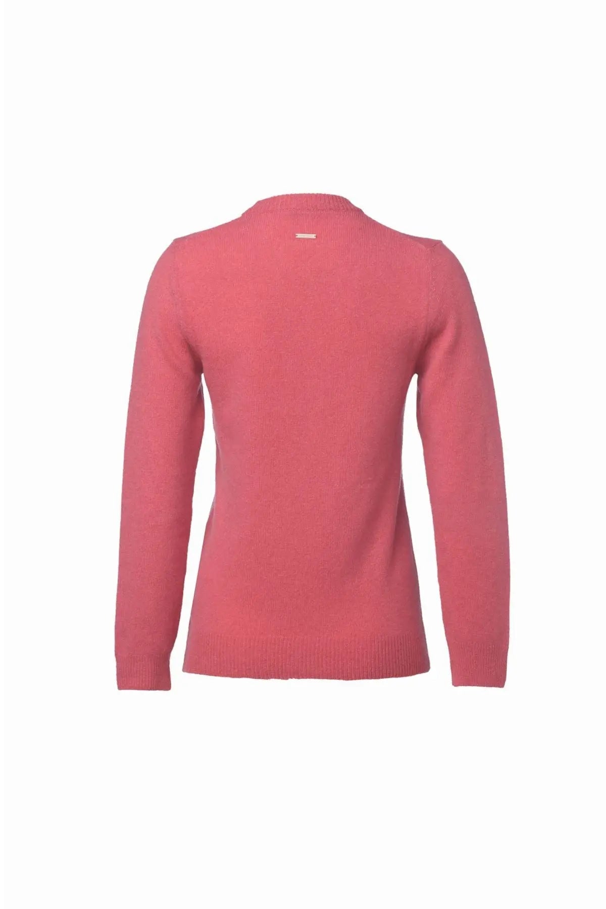 Fuşya Saf Kaşmir Veronique Yuvarlak Yaka Uzun Kollu Kazak Silk and Cashmere