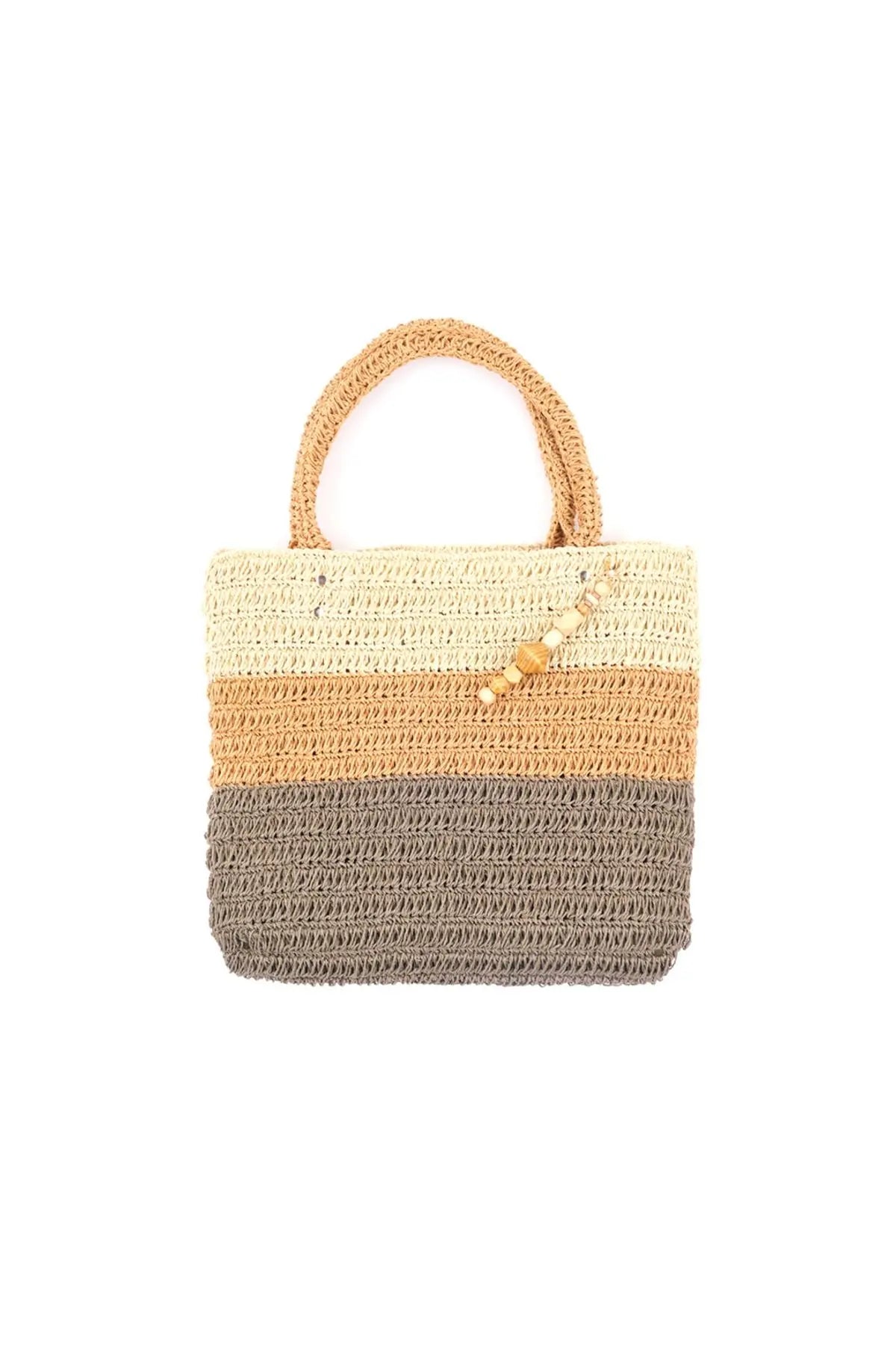 Gri Bej Nina Çok Renkli Hasr Çanta Silk and Cashmere