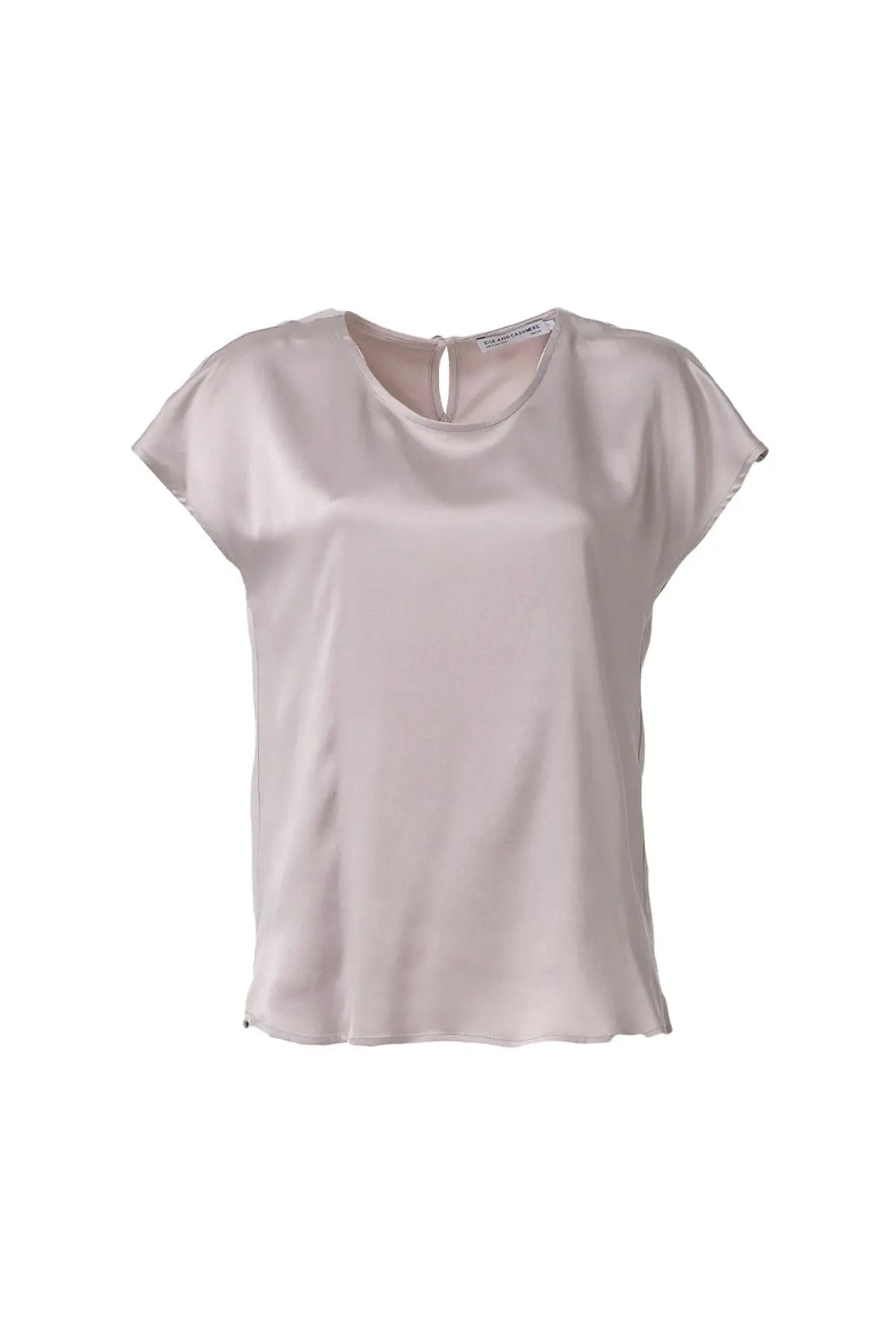 Gri İpekli Monica Yuvarlak Yaka Kısa Kollu Kadın Bluz Silk and Cashmere