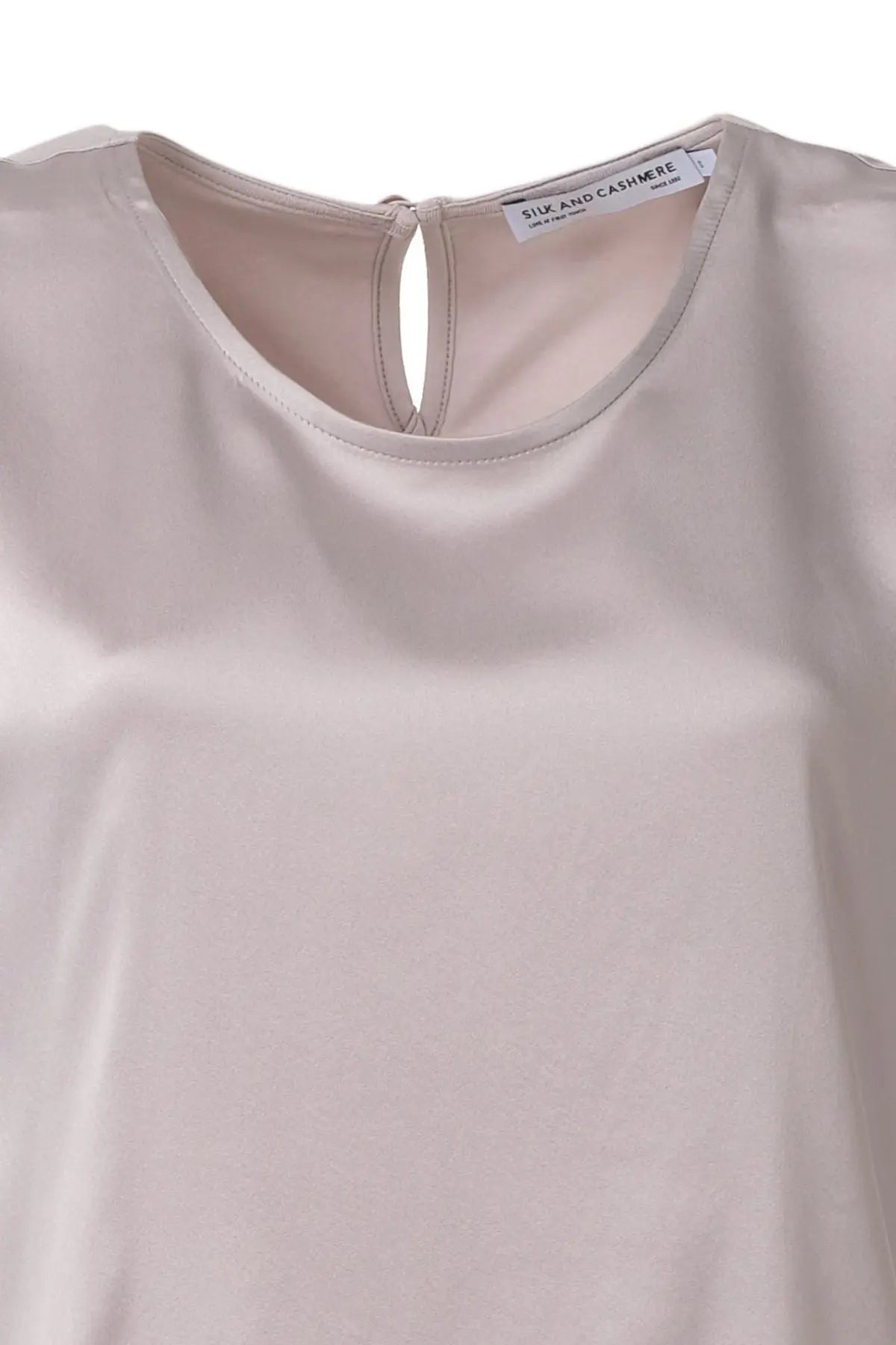 Gri İpekli Monica Yuvarlak Yaka Kısa Kollu Kadın Bluz Silk and Cashmere