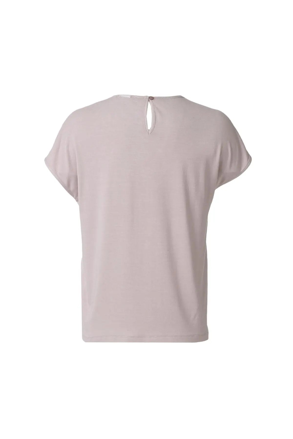 Gri İpekli Monica Yuvarlak Yaka Kısa Kollu Kadın Bluz Silk and Cashmere