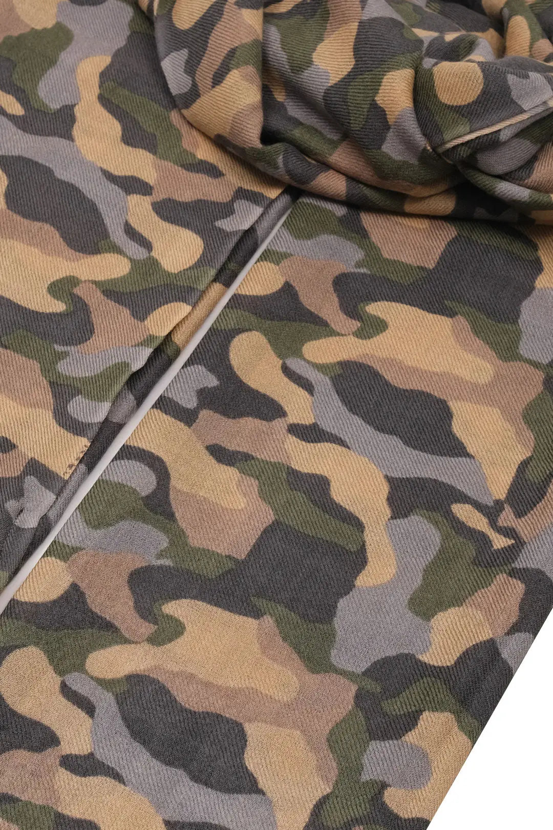 Gri Jas İpek Yün Kamuflaj Desenli Şal 70 x 180 cm Silk and Cashmere