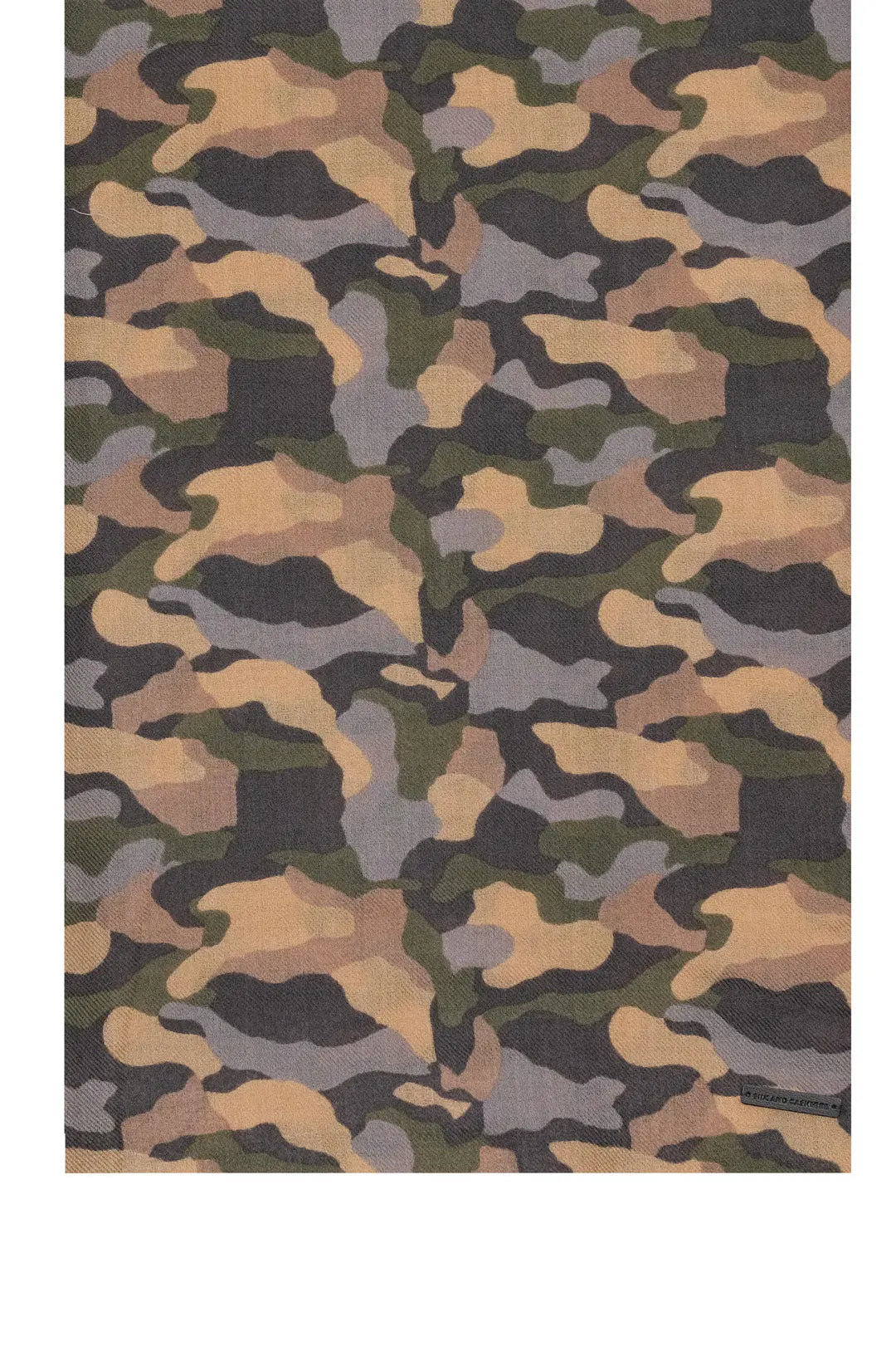 Gri Jas İpek Yün Kamuflaj Desenli Şal 70 x 180 cm Silk and Cashmere