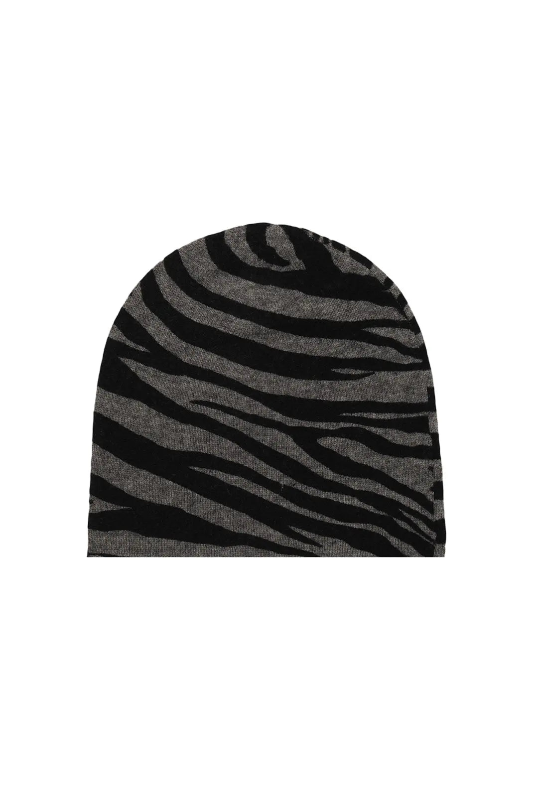 Gri Kamir Yün Zebra Desenli Bere Silk and Cashmere