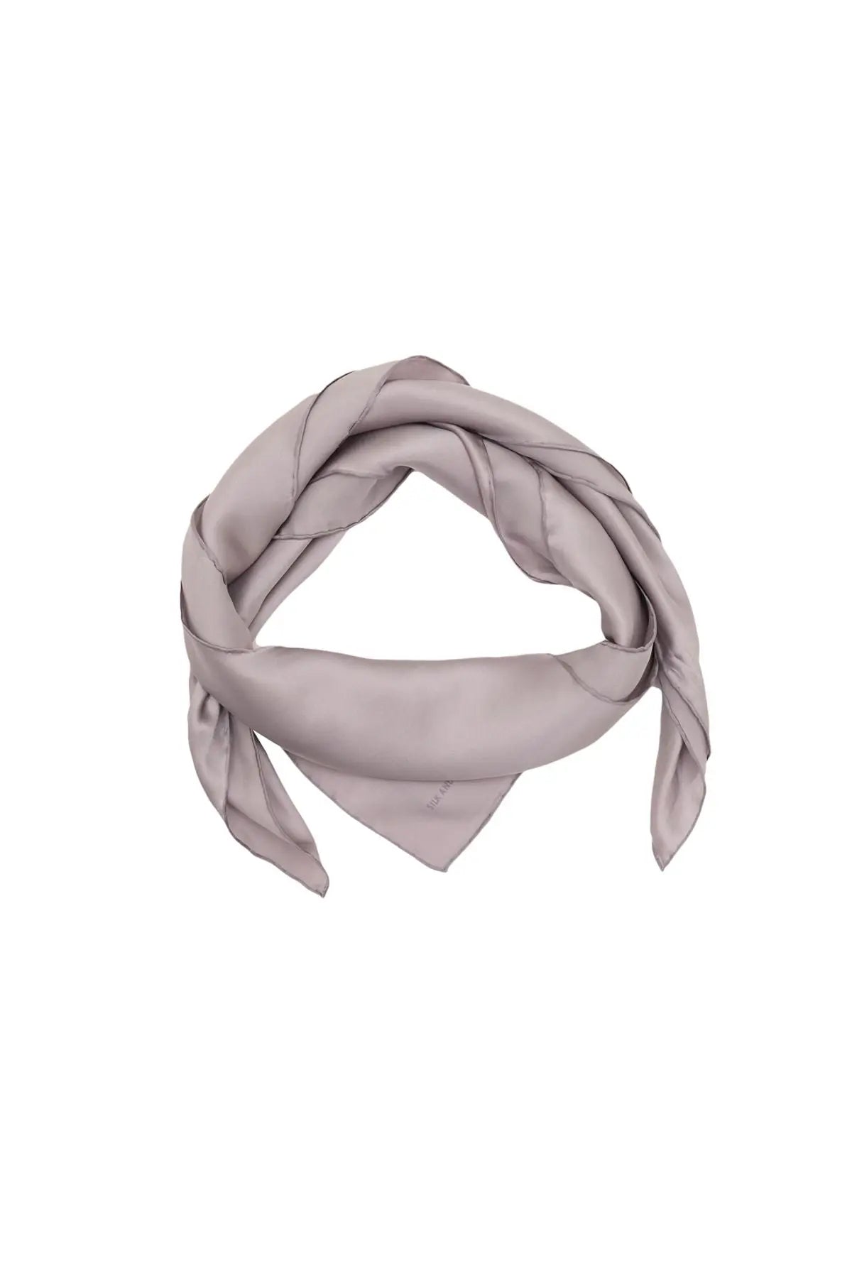 Gri Saf İpek Düz Renk Kadın Kare Eşarp 90 x 90 cm Silk and Cashmere