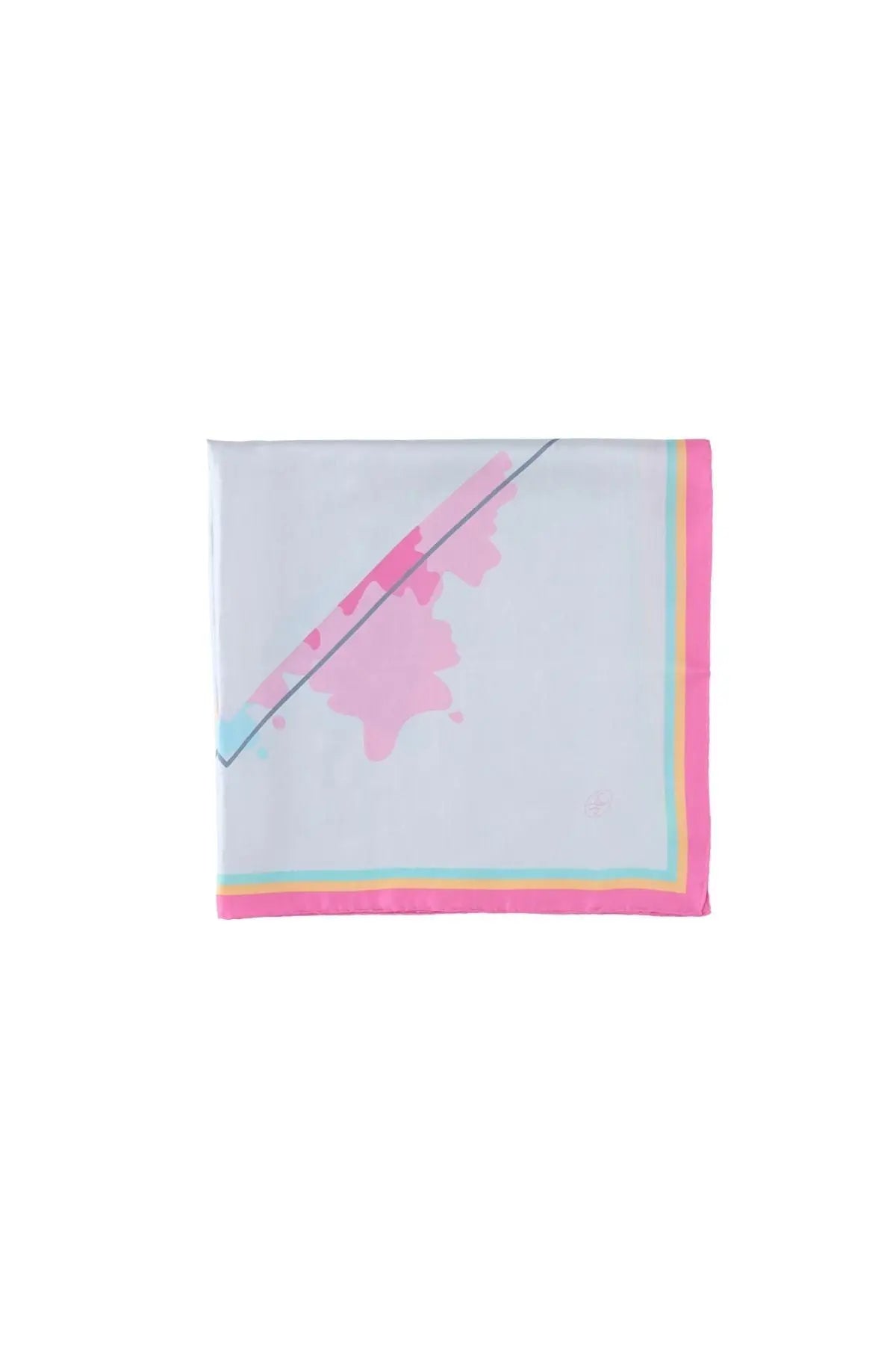 Gri Saf İpek Geometrik Desenli Kare Eşarp 90 x 90 cm Silk and Cashmere