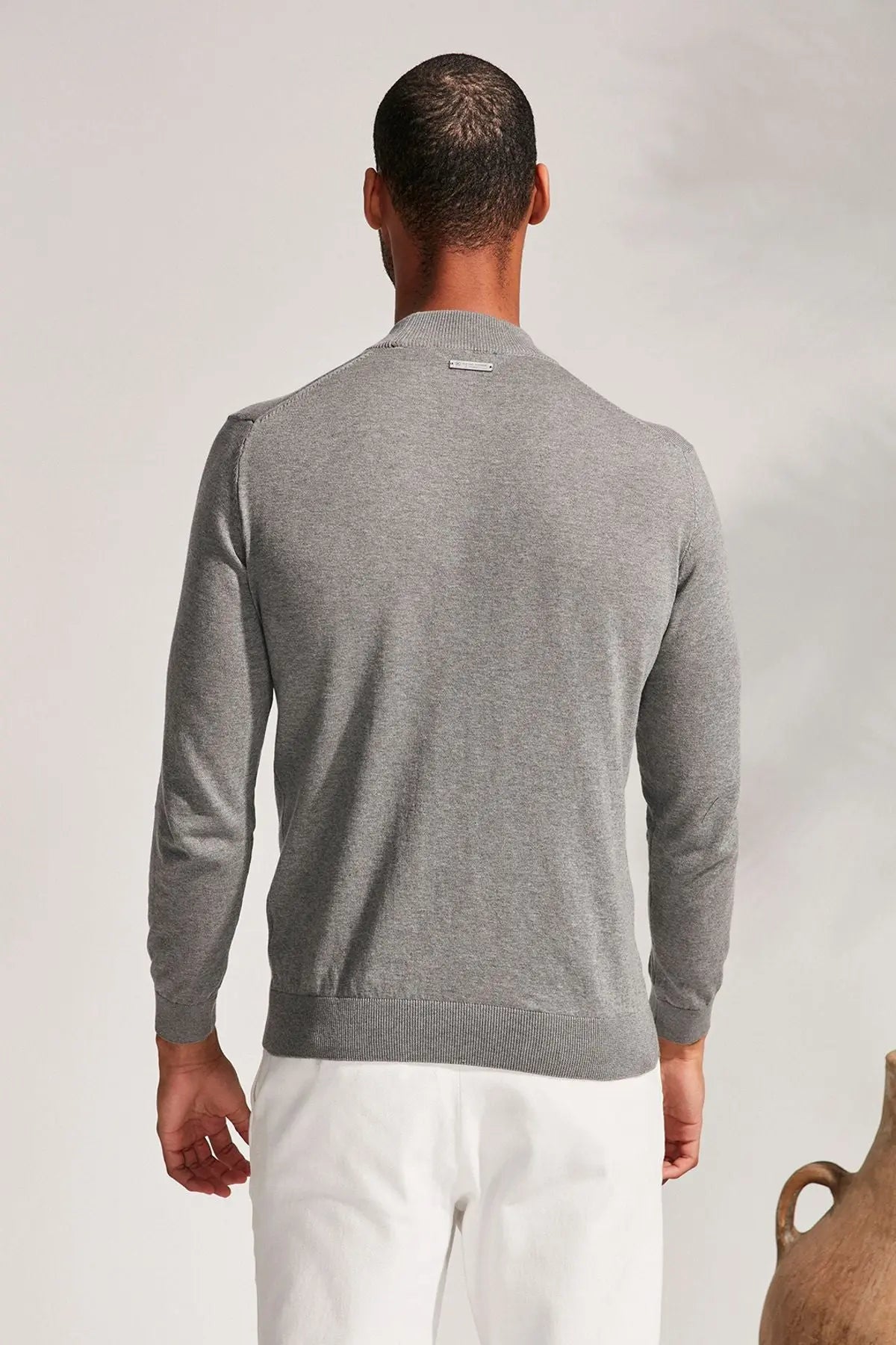 Gri & More Clark Erkek Yarım Balıkçı Yaka Uzun Kollu Triko Silk and Cashmere