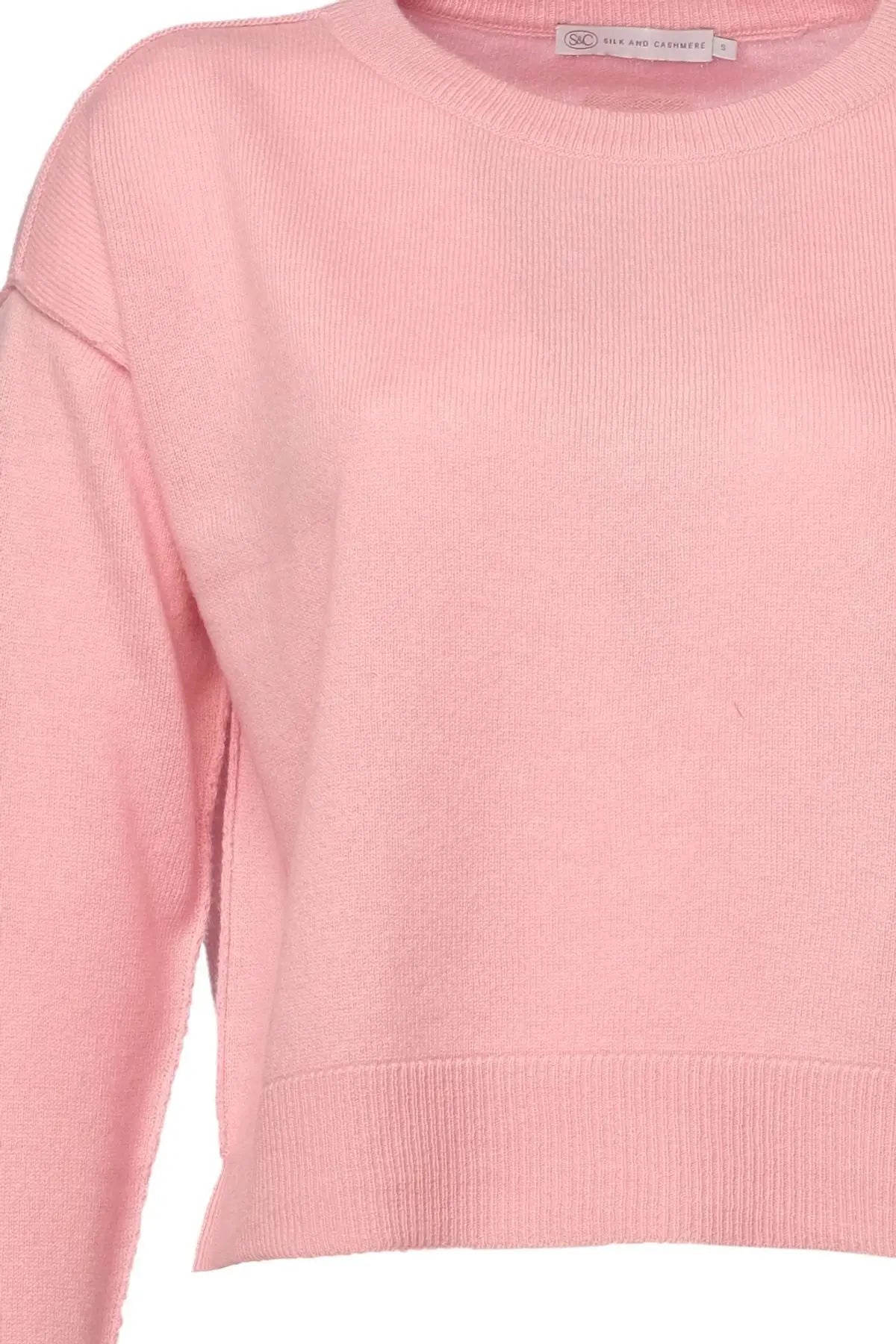 Gül Kurusu Carole Dikiş Detaylı Yuvarlak Yaka Uzun Kollu Kazak Silk and Cashmere