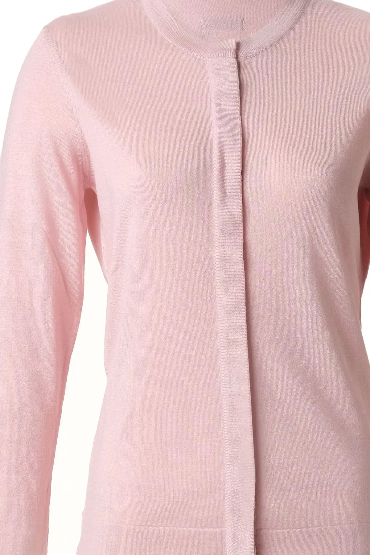 Gül Kurusu İpek Karışımlı Aleyna Yuvarlak Yaka Uzun Kollu Hırka Silk and Cashmere